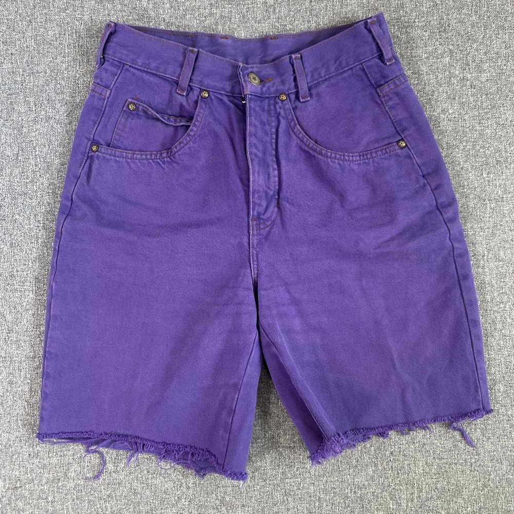 Vintage Basic Blues Purple Denim Shorts Made In Canada Women's Sz 29 High Waist